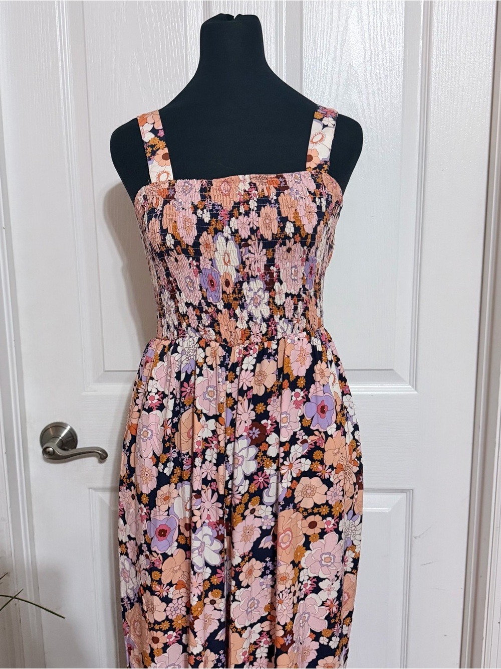 DOKOTOO Floral Smocked Jumpsuit Women’s S NWT Retro Boho 70s Sleeveless